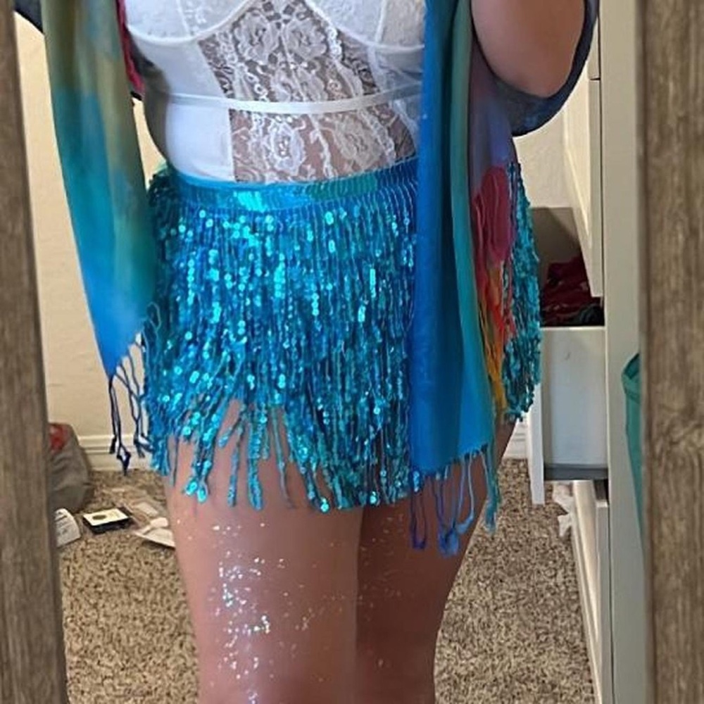 Blue Sparkly Rave wrap skirt